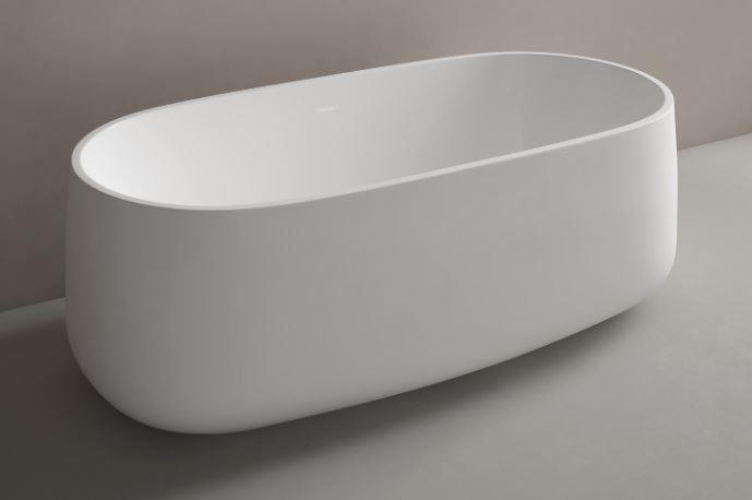 Studio Bagno Nur freestanding oval bath in matte white with a thin continuous rim